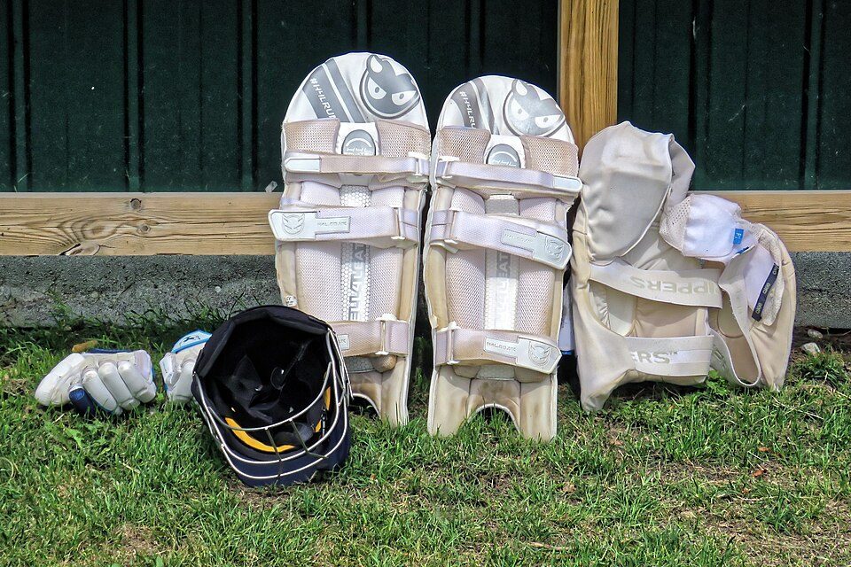 Cricket equipment including bat, pads and gloves